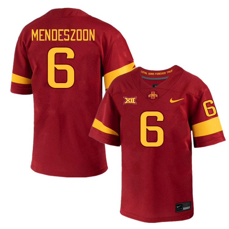 Men #6 Myles Mendeszoon Iowa State Cyclones College Football Jerseys Stitched-Cardinal